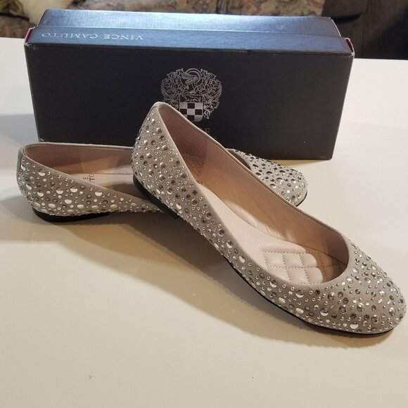 Vince Camuto Studded Suede Ballet Flats Shoe 8.5 Earl Gray True Suede - Picture 12 of 12